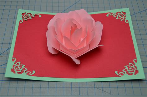 Rose Pop Up Card Template Free For 3D Heart Pop Up Card Template Pdf